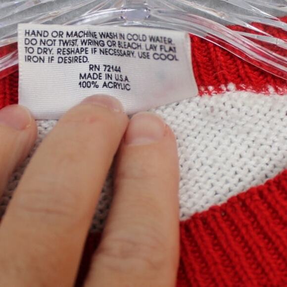 Vintage Indian‎ Harbour Sweater Made in USA 3/4 Sleeve Red  Sailboat Size Large - Picture 8 of 9